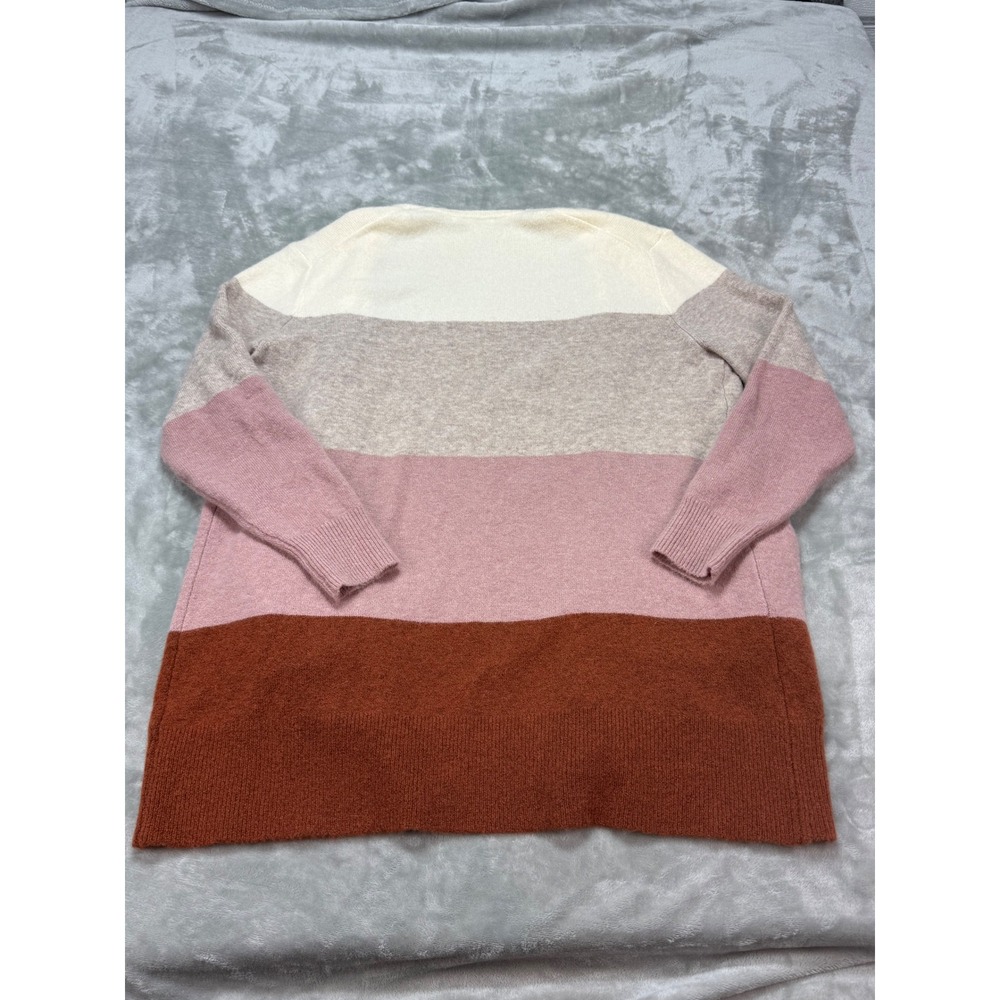 Madewell Cardigan Sweater M Color Block Open Front Knit Pink Brown Beige - Picture 2 of 8